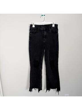RISEN Los Angeles High Rise Flare Jeans Women's Size 9/29 Distressed Raw Black